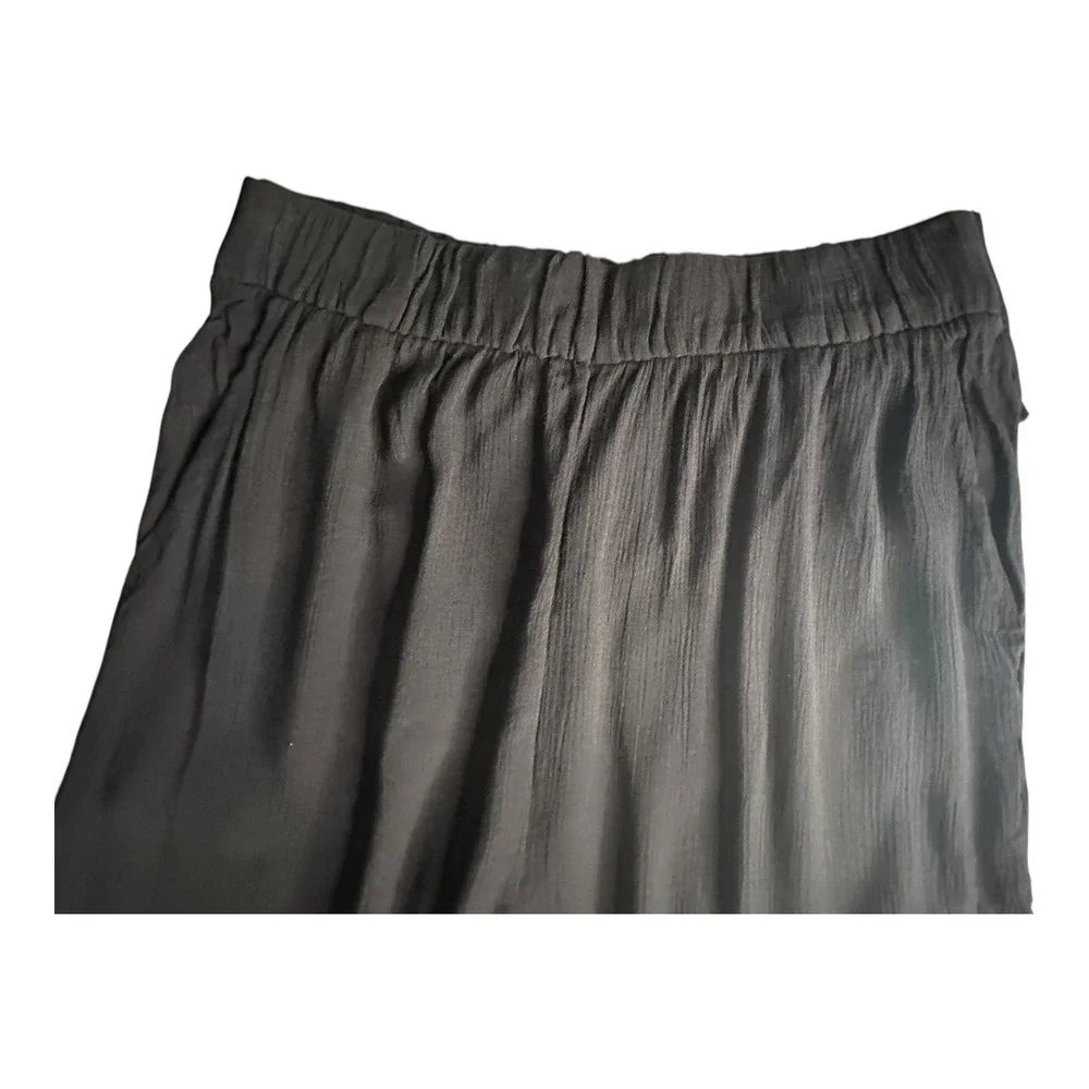 Free People High‎ Elastic Size M Waist Straight Sip Legs Pockets Pants in Black